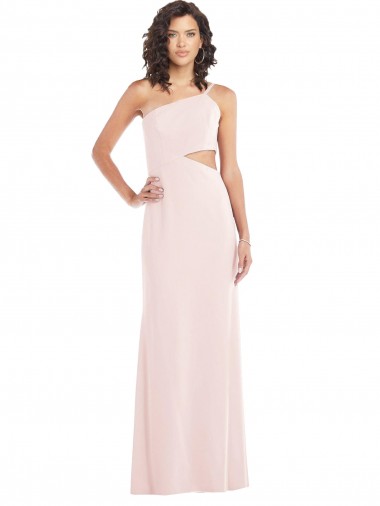 Shop Flirty One Shoulder Midriff Cutout Maxi Formal Crepe Bridesmaid Dress / Prom Dress UK