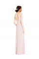 Square Neck Low Back A-Line Bridesmaid Dress / Prom Dress with Front Slit and Pockets