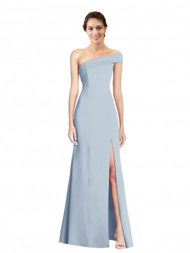 Shop Asymmetrical Off the Shoulder Cuff Trumpet Formal Crepe Bridesmaid Dress / Prom Dress With Front Slit UK