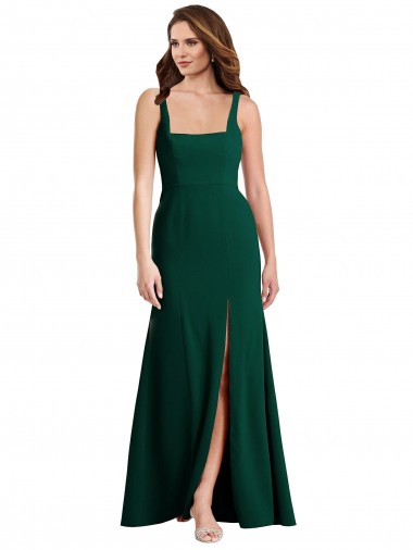 Shop Square Neck Trumpet Maxi Bridesmaid Dress / Prom Dress with Front Slit UK