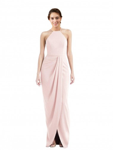 Shop Halter Draped Tulip Skirt Maxi Bridesmaid Dress / Prom Dress UK