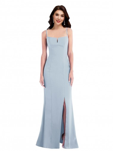 Shop Flattering Trumpet Maxi Formal Crepe Bridesmaid Dress / Prom Dress with Front Slit UK