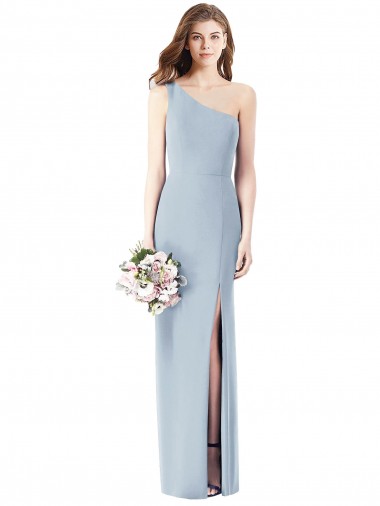 Shop One Shoulder Crepe Trumpet Bridesmaid Dress / Prom Dress with Front Slit UK