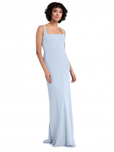 Shop Slim Square Neck Fit and Flare Full Length Stretch Crepe Bridesmaid Dress / Prom Dress UK