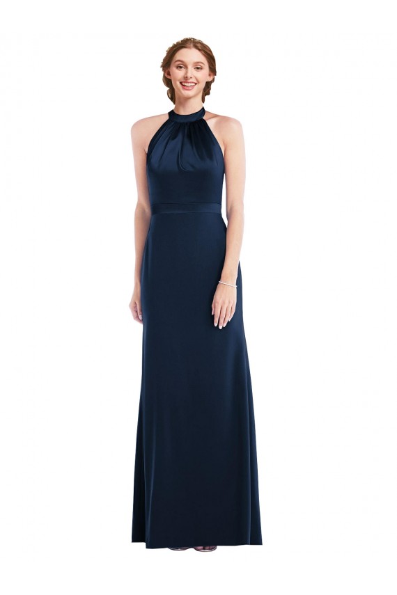 High Neck Open Back Long Maxi Bridesmaid Dress / Prom Dress