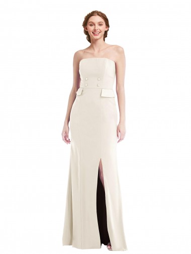 Shop Long Strapless Tuxedo Maxi Bridesmaid Dress / Prom Dress with Front Slit UK