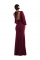 Bishop Sleeve Open Back Trumpet Formal Crepe Bridesmaid Dress / Prom Dress with Scarf Tie