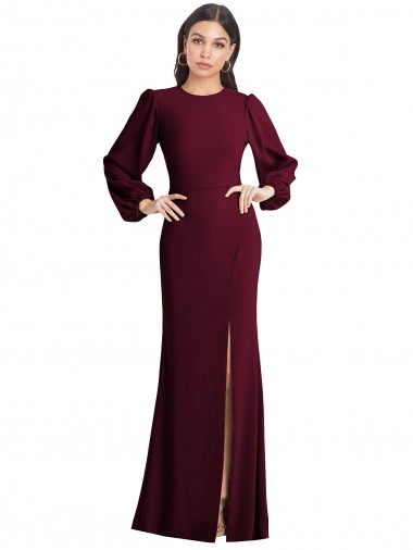 Shop Puff Sleeves Long Maxi Briddesmaid Dress with Cutout Tie Back UK