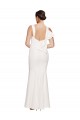 Full Length Square Neck Formal Crepe Bridesmaid Dress / Prom Dress with Asymmetrical Straps and Bow Back