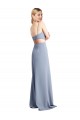 Feminine Scoop Neckline Long Crepe Slip Bridesmaid Dress / Prom Dress 