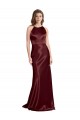 High Neck Halter Long Sleeveless Formal Stretch Satin Bridesmaid Dress / Prom Dress with Strappy Back