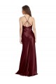 High Neck Halter Long Sleeveless Formal Stretch Satin Bridesmaid Dress / Prom Dress with Strappy Back