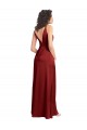 Faux Surplice Neckline Long Slim A-Line Formal Stretch Satin Bridesmaid Dress / Prom Dress