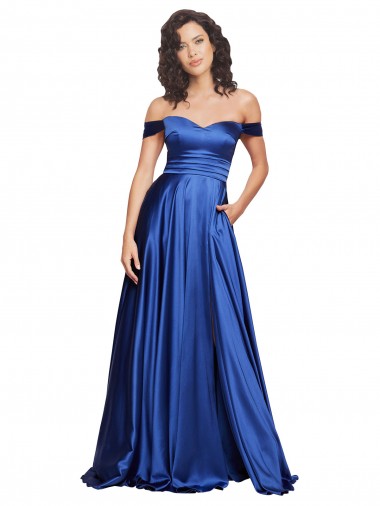 Shop Ball Gown Off the Shoulder Sweetheart Formal Stretch Satin Bridesmaid Dress / Prom Dress UK