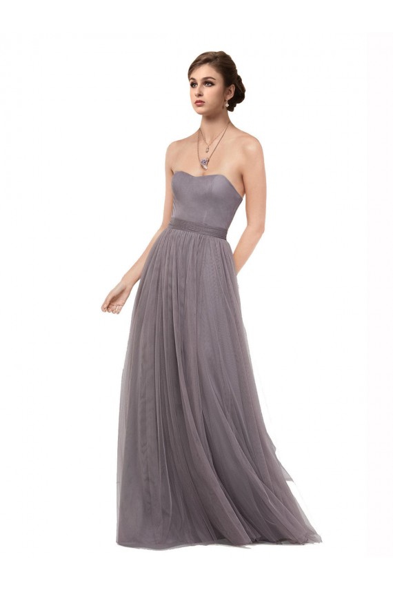 Strapless Tulle Bridesmaid Dress with Waistband