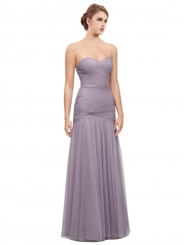 Shop Draped Long Mermaid Sweetheart Tulle Bridesmaid Dress UK