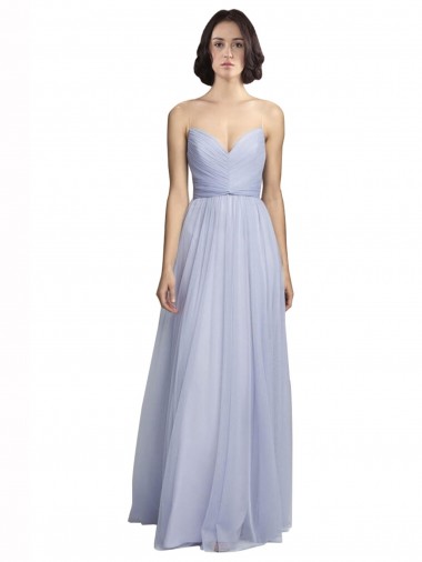 Shop Spaghetti Strap Tulle Bridesmaids Dress with Ruched Bodice UK