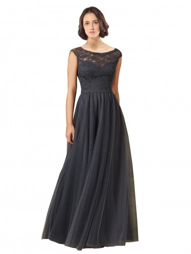 Shop Long Bateau Tulle Bridesmaid Dress with Lace Bodice UK