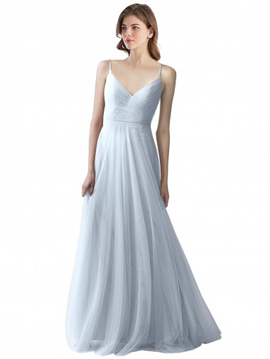 Shop Wrapped Ruched Natural Waist Slim Soft Tulle Bridesmaid Dress UK