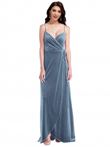 Shop Velvet Wrap Maxi Bridesmaid Dress / Prom Dress with Pockets UK