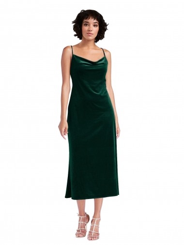 Shop Midi Length Cowl Neck Formal Velvet Short Cocktail Slip Bridesmaid Dress / Prom Dress UK