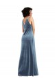 Floor Length Cowl Neck Long Stretch Velvet Maxi Bridesmaid Dress / Prom Dress