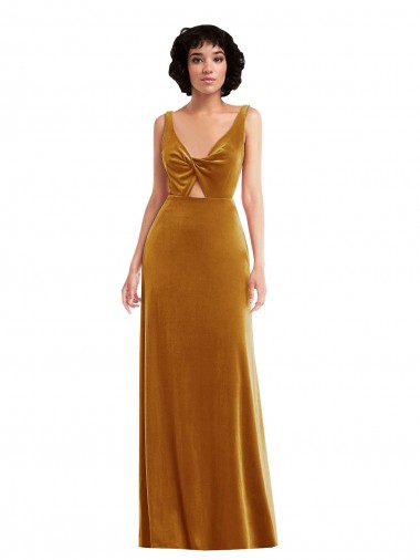 Shop Twist Front Cutout Velvet Maxi Bridesmaid Dress / Prom Dress with Pockets UK