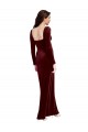 Sleek Square Neck Spaghetti Straps Velvet Bridesmaid Dress / Prom Dress with Side Slit