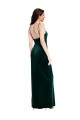 Straight Neckline Spaghetti Straps Long Velvet Bridesmaid Dress / Prom Dress with High Side Slit